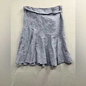 New York & Co Stone Gray Pleated Linen Blend Lined Skirt Size 12